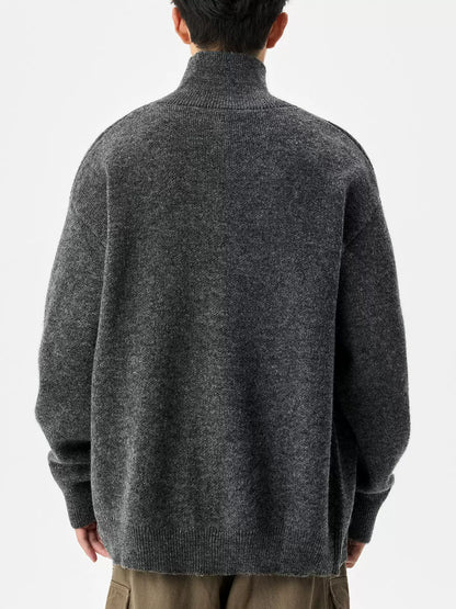 Wool cardigan knitted sweater for men