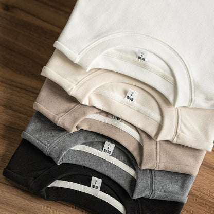 Autumn and winter top with double-sided velvet and brushed fur for warmth, thick round neck base, long sleeves for men and women, and plush comfort