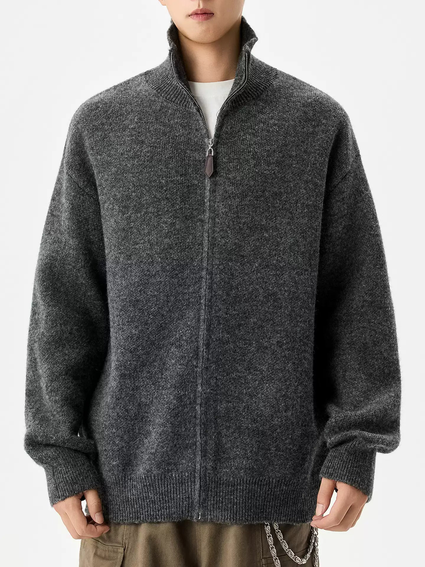 Wool cardigan knitted sweater for men