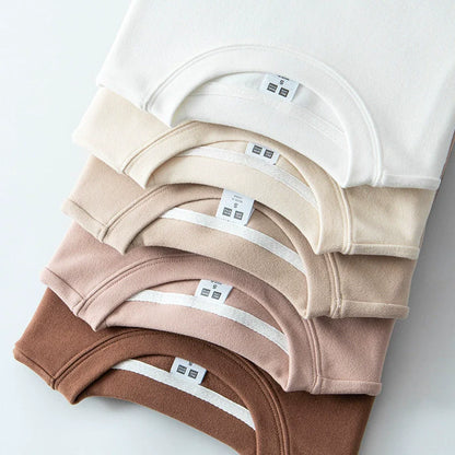 Double sided velvet warm long sleeved T-shirt with added velvet for autumn and winter