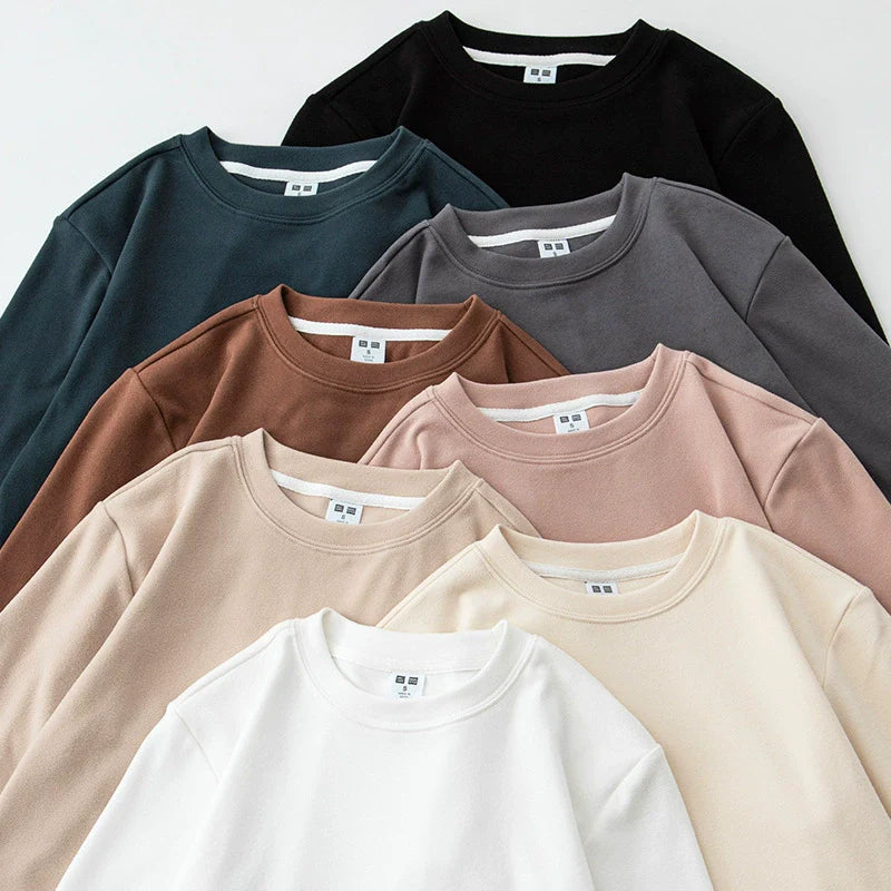 Double sided velvet warm long sleeved T-shirt with added velvet for autumn and winter