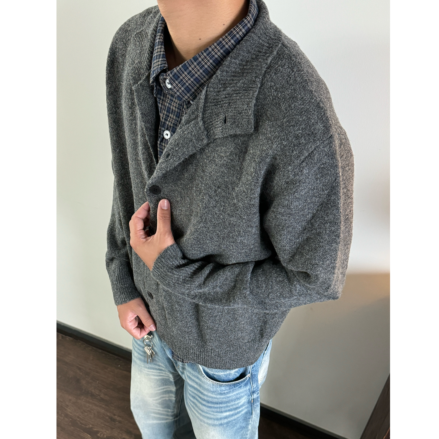 Knit cardigan coat