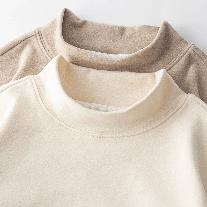 26 Double sided velvet semi high neck long sleeved T-shirt