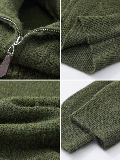 Wool cardigan knitted sweater for men