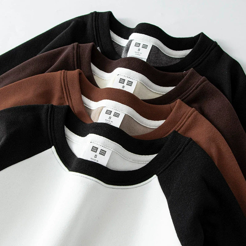 26 Double sided velvet round neck long sleeved T-shirt for warmth and thickened velvet