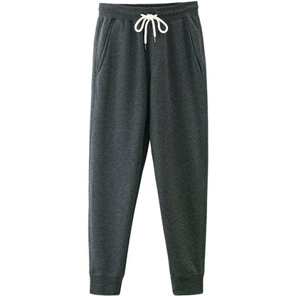 Thick woolen sweatpants with lamb wool and medium high waisted pants