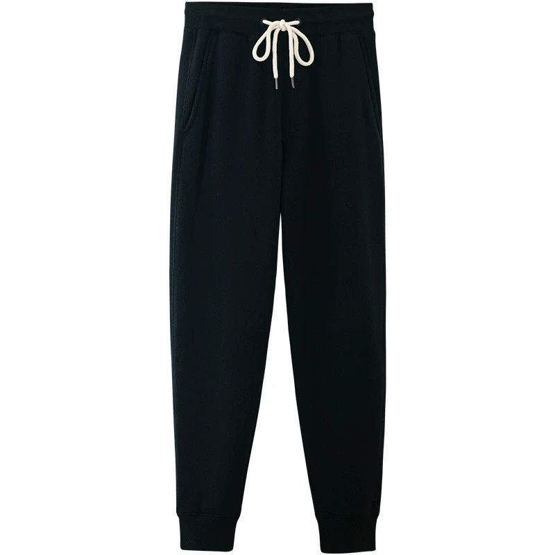 Thick woolen sweatpants with lamb wool and medium high waisted pants