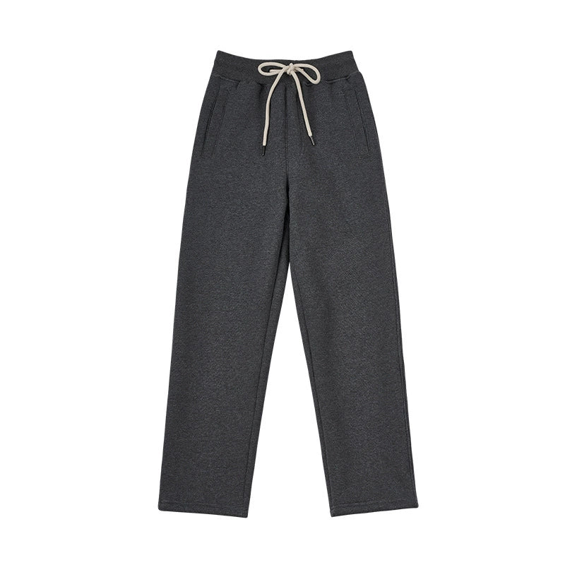Thick woolen sweatpants with lamb wool and medium high waisted pants