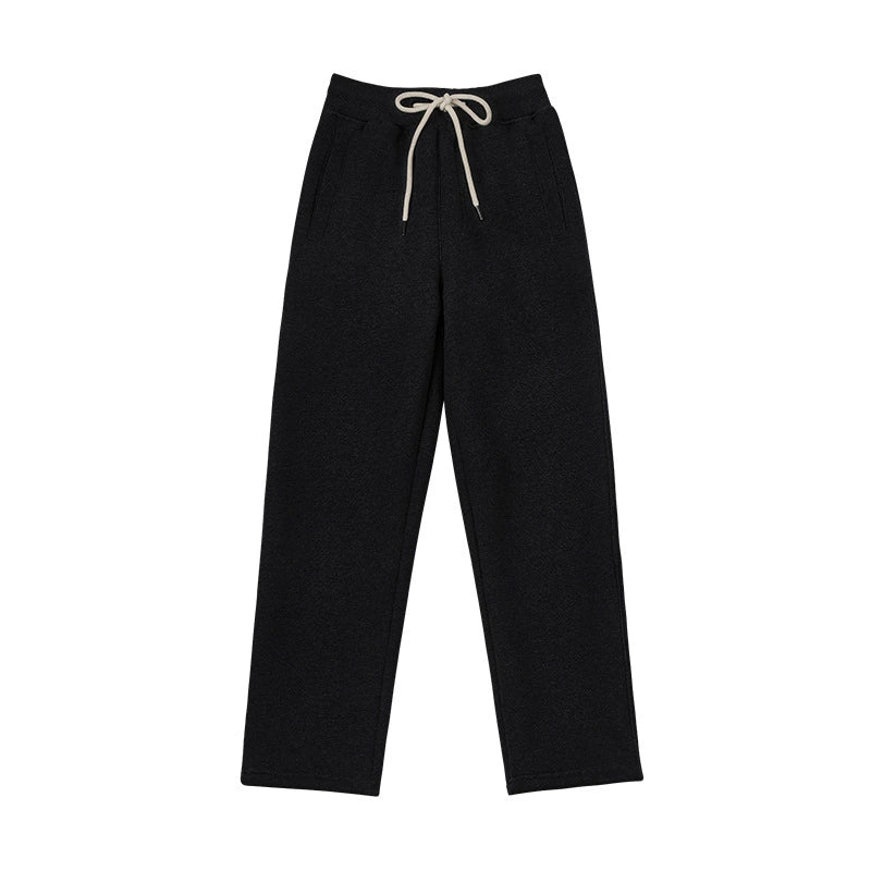 Thick woolen sweatpants with lamb wool and medium high waisted pants
