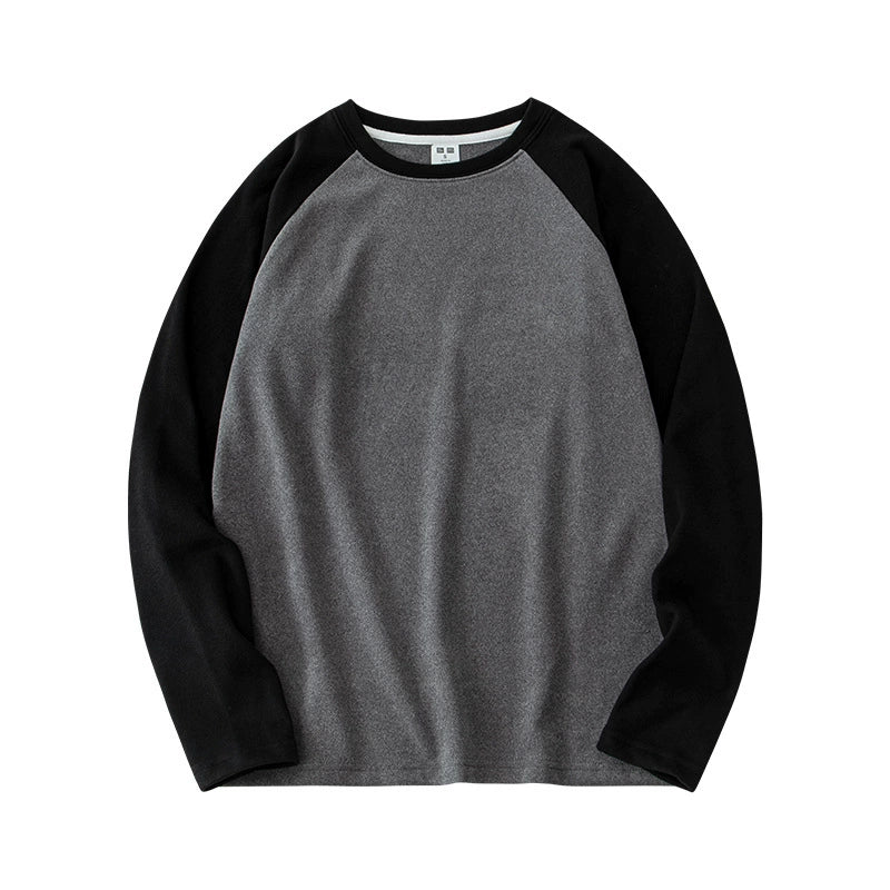 26 Double sided velvet round neck long sleeved T-shirt for warmth and thickened velvet